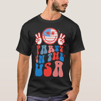 Feest In De VS Gelukkig Gezicht Glimlach Amerikaan T-shirt