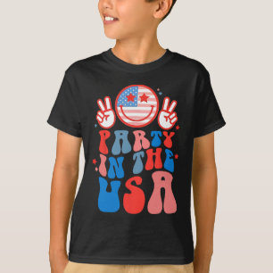 Feest In De Vs Gelukkig Gezicht Glimlach Amerikaan T-shirt