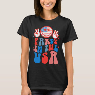 Feest In De VS Gelukkig Gezicht Glimlach Amerikaan T-shirt