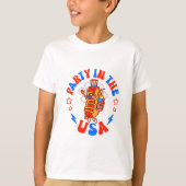 Feest In De VS Gelukkige hotdog Amerikaanse vlag T-shirt (Voorkant)