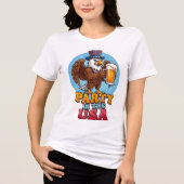 Feest In De VS Patriottische Adelaar Bier Tri-Blend Shirt (Voorkant)
