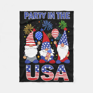 Feest In De VS Patriottische Gnome Vlag 4 Juli Kin Fleece Deken