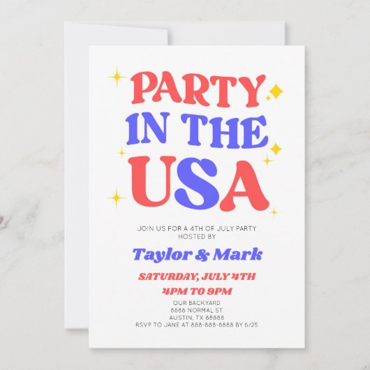 Feest In De VS Retro 4 juli Feest Kaart (Voorkant)