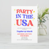 Feest In De VS Retro 4 juli Feest Kaart (Staand voorkant)