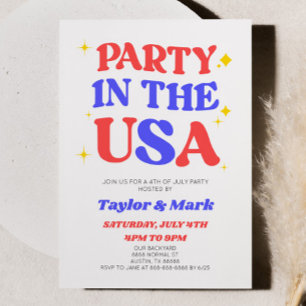 Feest In De VS Retro 4th van juli Feest Kaart