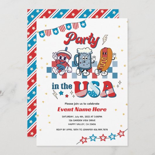 Feest in de VS Retro Fun American Diner Verjaardag Kaart (Voorkant / Achterkant)