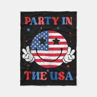 Feest In De Vs Vs Vlag Glimlach Gezicht Voor 4 Jul Fleece Deken