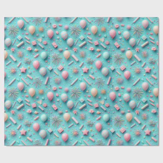 Feest in het blauw cadeaupapier (Vlak)