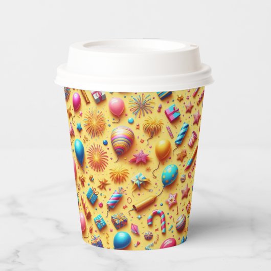 Feest in het geel papieren bekers (Voorkant)