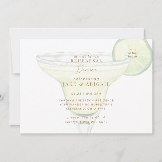 Feest in het huis Margarita repetitie diner Kaart (Voorkant)