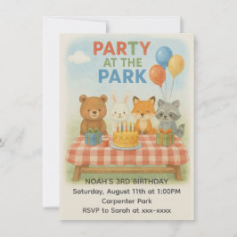 Feest in het park Animal Birthday Invitation Kaart