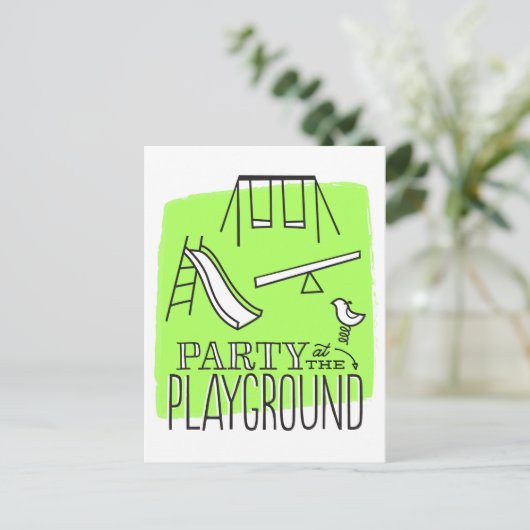 Feest in het Park Briefkaart Uitnodigen - Limoen (Staand voorkant)