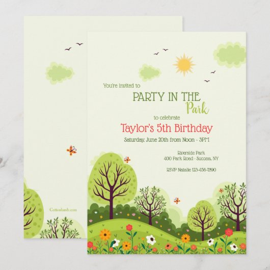 Feest in het park kaart (Voorkant / Achterkant)