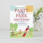 Feest in het Park Speeltuin Verjaardag Kaart (Staand voorkant)