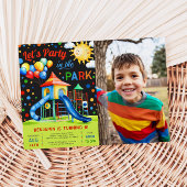 Feest in het Park Verjaardag Foto Uitnodiging