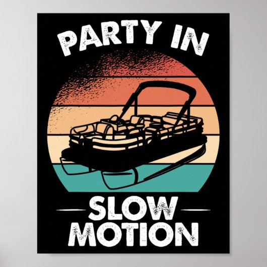 Feest in slow motion pontonboot zonsondergang poster (Voorkant)