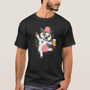 Feest Kat Koe Met Bier Boeren Grappige Kat Koe Pr T-shirt