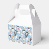 Feest Katten op Blauwe Polka Dots Bedankdoosjes (Achterkant)