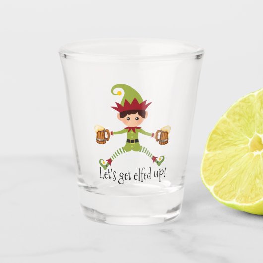 Feest Kerstman Elf  Shot Glas (Voorkant)