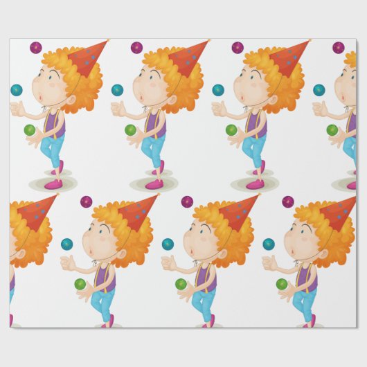 Feest Kind jongleren kleurrijke ballen Cadeaupapier (Vlak)