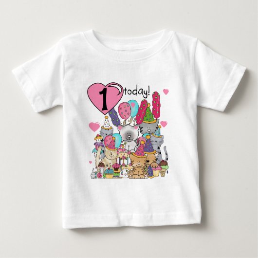 Feest Kittens 1e Verjaardag Tshirts en geschenken (Voorkant)