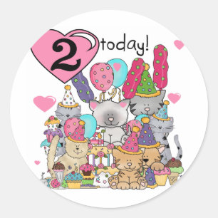 Feest Kittens 2e Verjaardag T-shirts en geschenken Ronde Sticker