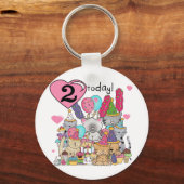 Feest Kittens 2e Verjaardag T-shirts en geschenken Sleutelhanger (Voorkant)