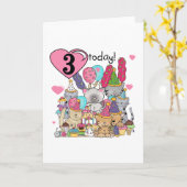 Feest Kittens 3e Verjaardag Tshirts en geschenken Kaart (Gele Bloem)