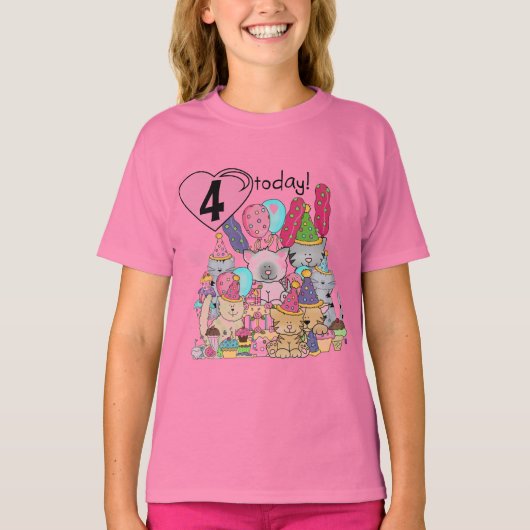Feest Kittens 4e Verjaardag T-shirts en geschenken (Voorkant)