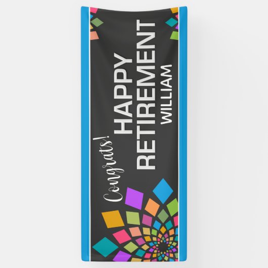 Feest! Kleurrijke, leuke aangepaste pensionering Spandoek (Verticaal)