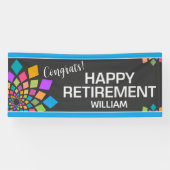 Feest! Kleurrijke, leuke aangepaste pensionering Spandoek (Horizontaal)