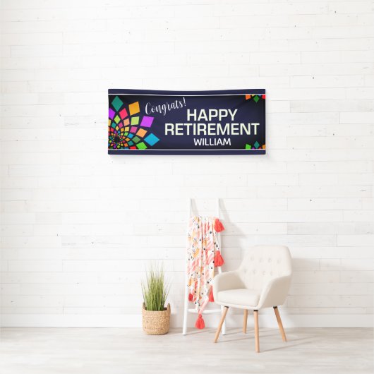 Feest! Kleurrijke, leuke aangepaste pensionering Spandoek (Insitu)