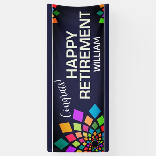 Feest! Kleurrijke, leuke aangepaste pensionering Spandoek (Verticaal)