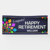 Feest! Kleurrijke, leuke aangepaste pensionering Spandoek (Horizontaal)