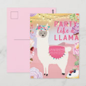 Feest Llama Briefkaart (Voorkant / Achterkant)