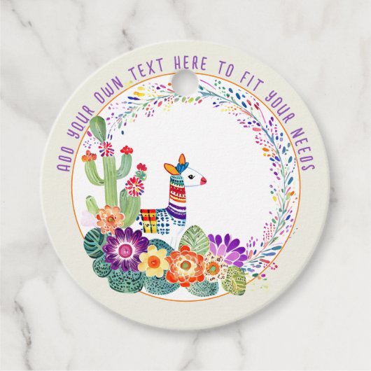 FEEST Llama Cacti Bloemen Bedankjes Labels (Voorkant)