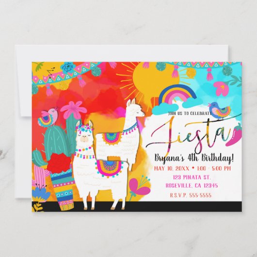 Feest Llama Cinco De Mayo Verjaardagsfeestje Kaart (Voorkant)