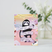 Feest Luiaard Briefkaart (Staand voorkant)