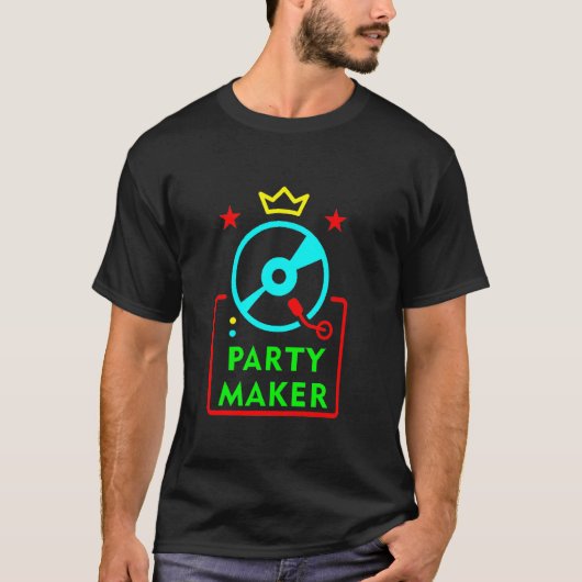 Feest Maker DJ Draaitafel Grappige Retro Stijl DJ T-shirt (Voorkant)