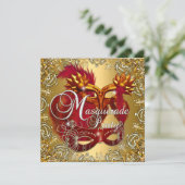 Feest Maskerade Rood Goud Zilver Kaart (Staand voorkant)