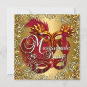 Feest Maskerade Rood Goud Zilver Kaart (Voorkant)