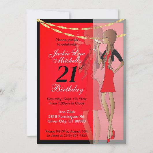 Feest meisje viering kaart (Voorkant)