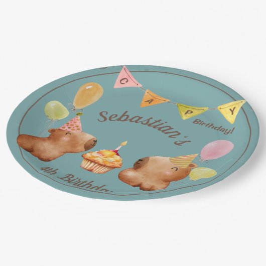 Feest met de Capybara Papieren Bordje (Gekanteld)