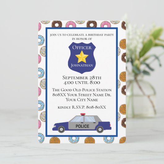 Feest met Donuts voor de Politieagenten Kaart (Staand voorkant)