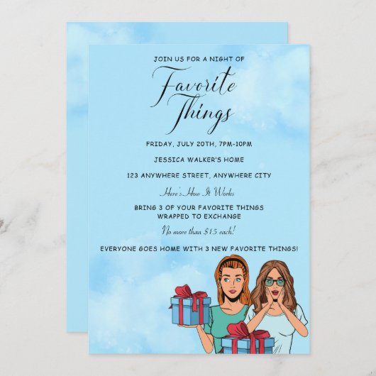 Feest met favoriete cadeaus uitwisselen kaart (Voorkant / Achterkant)