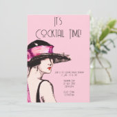 Feest met Flapper Girl-cocktail Kaart (Staand voorkant)