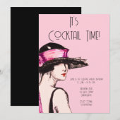 Feest met Flapper Girl-cocktail Kaart (Voorkant / Achterkant)
