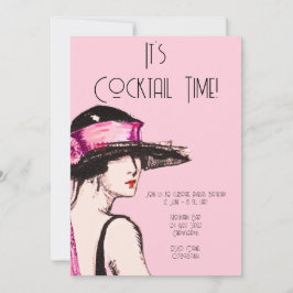 Feest met Flapper Girl-cocktail Kaart