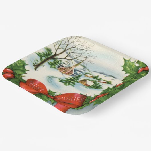 feest met kerst papieren bordje (Gebogen)