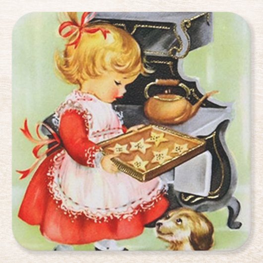 feest met kerstaking op jaarbasis kartonnen onderzetters (Voorkant)